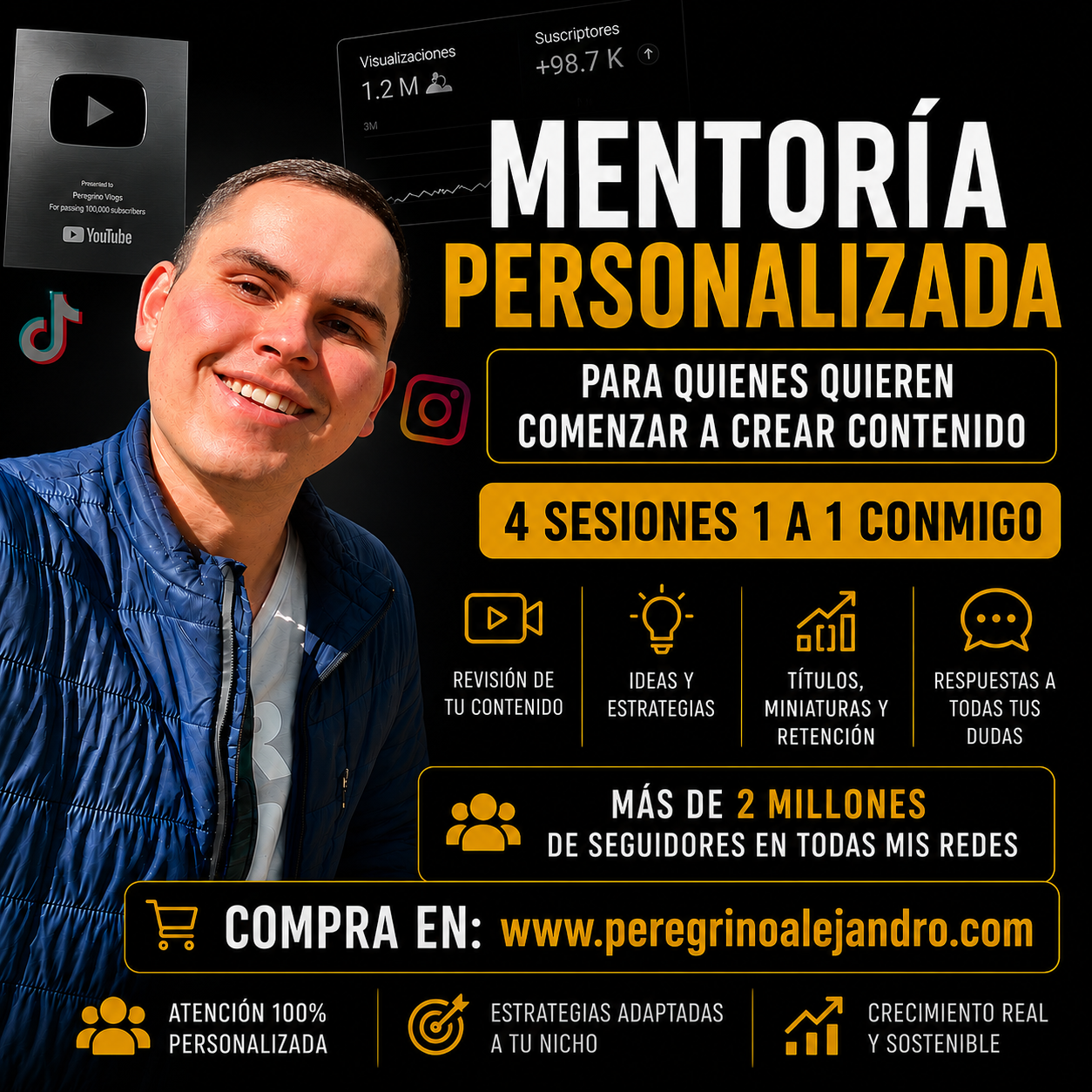 Mentoría 1 a 1 para Creadores de Contenido con Alejandro Peregrino (4 sesiones)